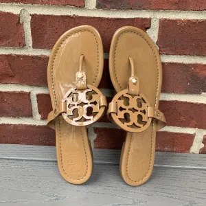 Tory Burch Miller Sandals in Tan Patent Leather