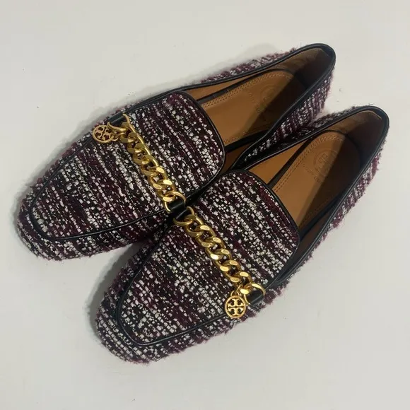 Tory Burch Mini Benton Charm Tweed Loafers Size 7