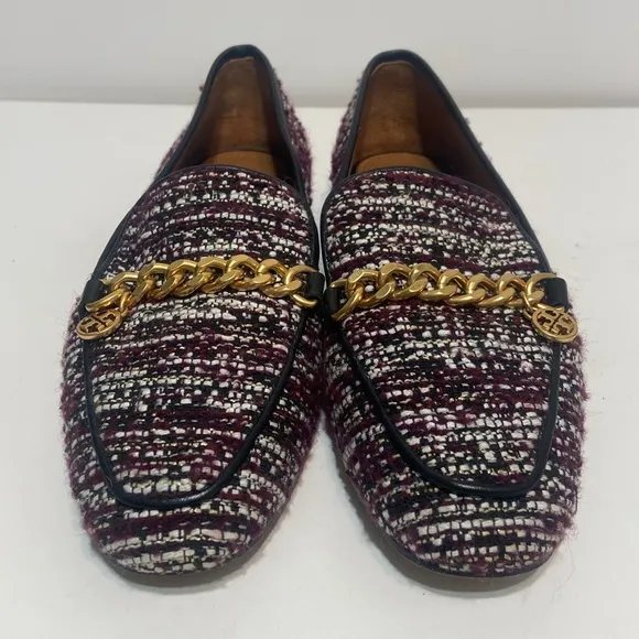 Tory Burch Mini Benton Charm Tweed Loafers Size 7