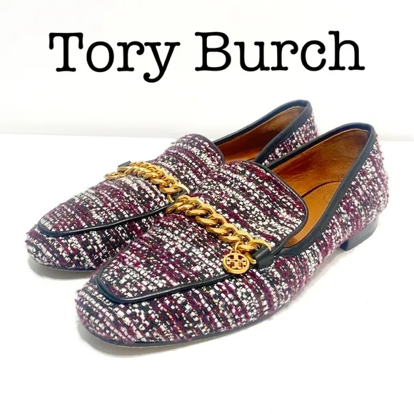 Tory Burch Mini Benton Charm Tweed Loafers Size 7