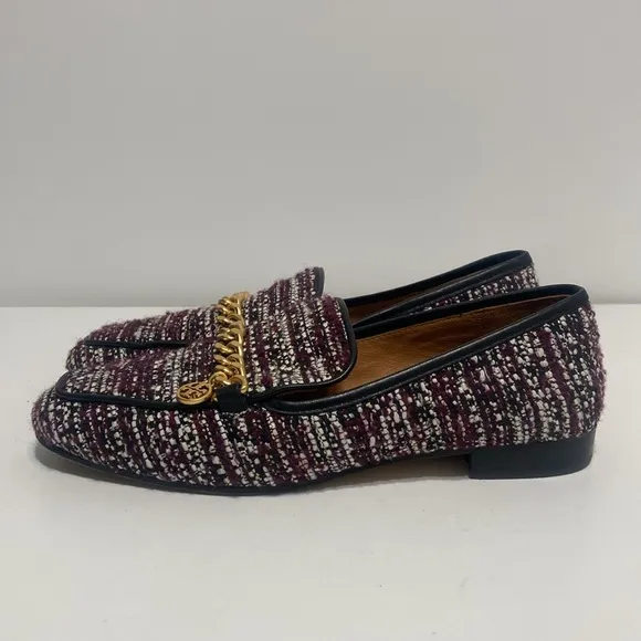 Tory Burch Mini Benton Charm Tweed Loafers Size 7