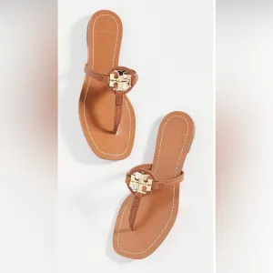 Tory Burch Mini Miller Leather Thong Sandals Brown Vintage Vachetta Size 8.5