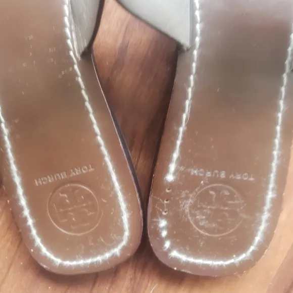 Tory Burch Moore silver Leather Thong Sandals Size 8.5