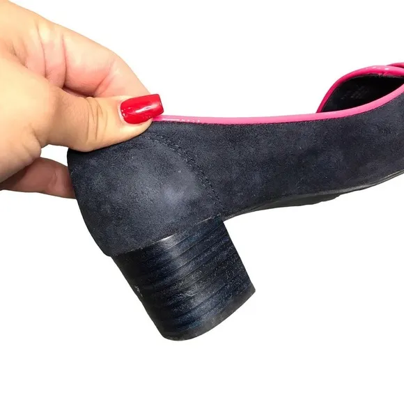 Tory Burch Nora Navy Blue/Pink Suede Loafers