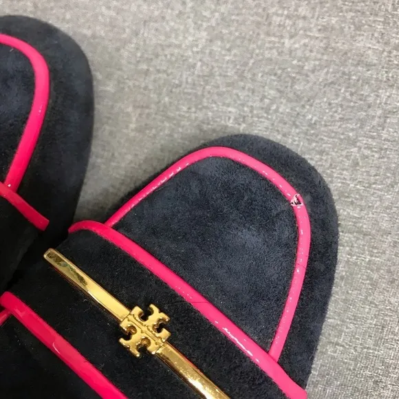 Tory Burch Nora Navy Blue/Pink Suede Loafers