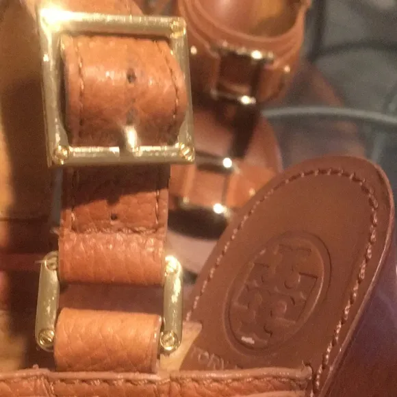 Tory Burch Pebbled‎ Leather Wedge Sandals