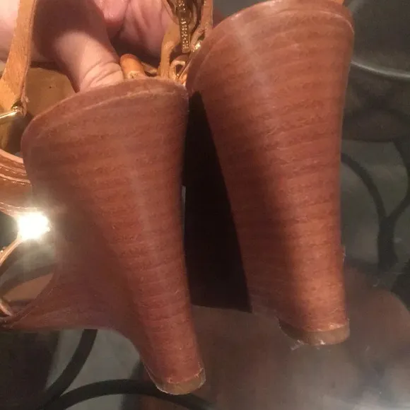 Tory Burch Pebbled‎ Leather Wedge Sandals