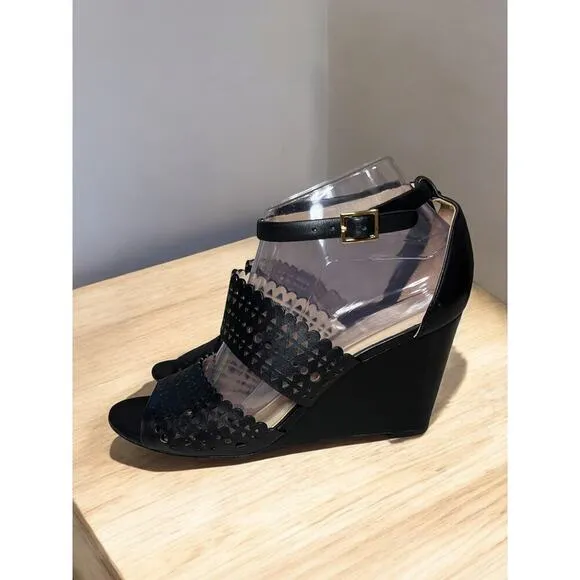 Tory Burch Perforated Gladiator 85MM Wedge Sandal Size 8.5M