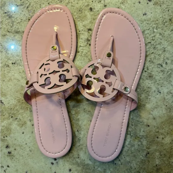 Tory Burch Pink Sandals with Iconic Logo