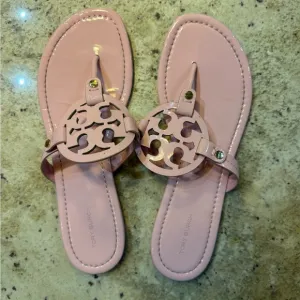 Tory Burch Pink Sandals with Iconic Logo