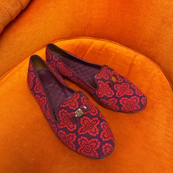 Tory Burch Red Purple Slip On Loafers Size 8.5