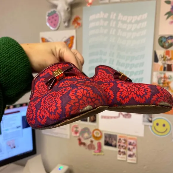 Tory Burch Red Purple Slip On Loafers Size 8.5