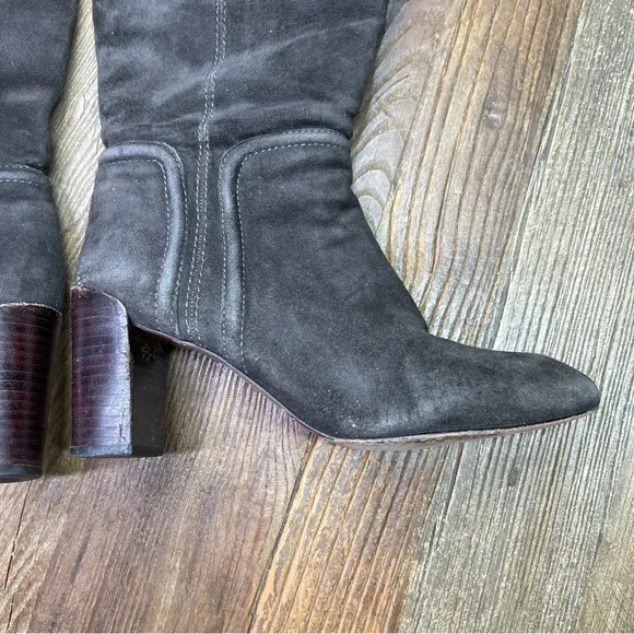 Tory Burch “Selma” Dark Brown Suede Riding Boots Size 7.5