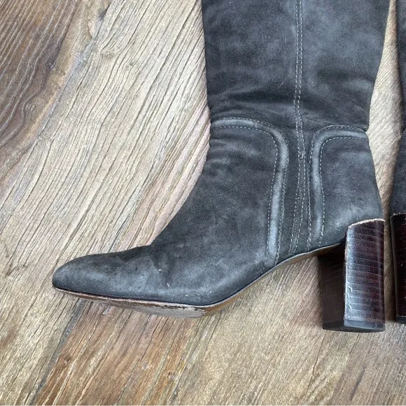 Tory Burch “Selma” Dark Brown Suede Riding Boots Size 7.5