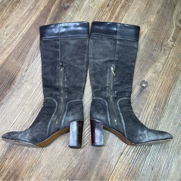 Tory Burch “Selma” Dark Brown Suede Riding Boots Size 7.5