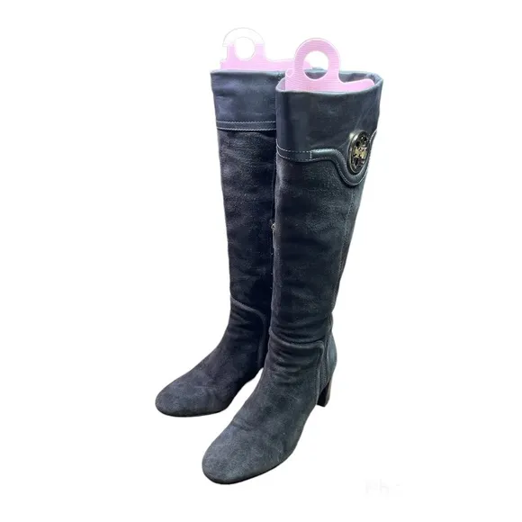 Tory Burch “Selma” Dark Brown Suede Riding Boots Size 7.5
