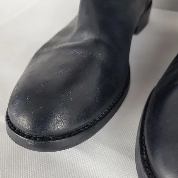 Tory Burch Simone Riding Boots Sz 7.5M Over The Knee Equestrian Black Leather