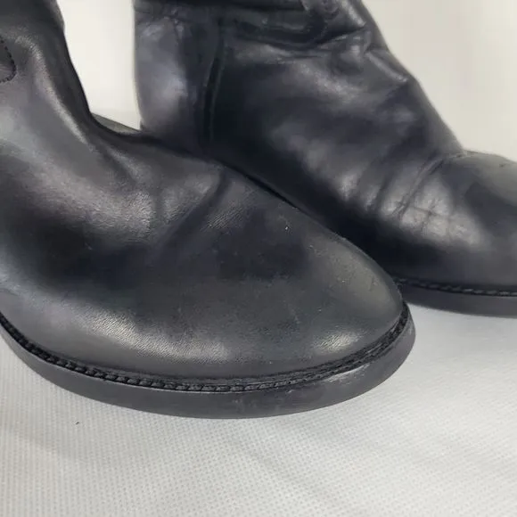 Tory Burch Simone Riding Boots Sz 7.5M Over The Knee Equestrian Black Leather