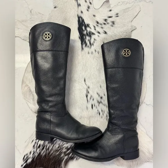 Tory Burch Tall Riding Black Boots Size 7M