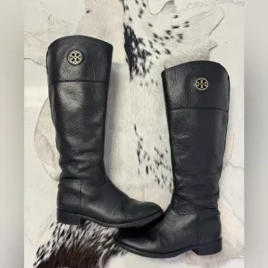 Tory Burch Tall Riding Black Boots Size 7M
