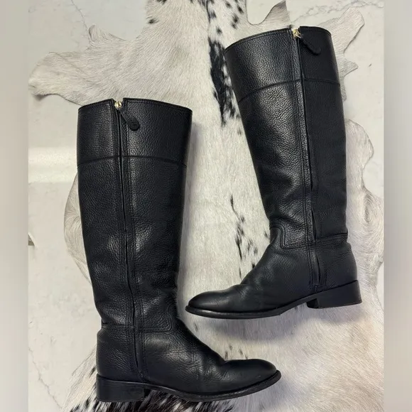 Tory Burch Tall Riding Black Boots Size 7M