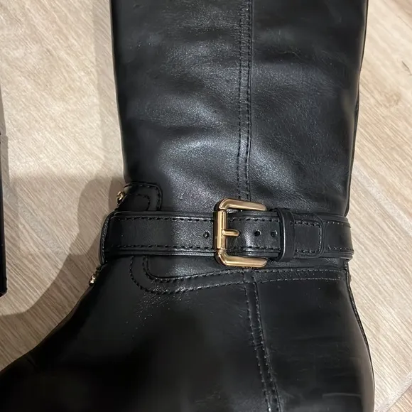 Tory Burch veg leather Black riding boots size 6.5, Stunning Blair Riding Boots