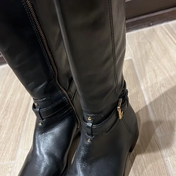Tory Burch veg leather Black riding boots size 6.5, Stunning Blair Riding Boots