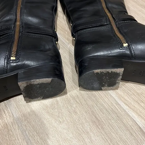Tory Burch veg leather Black riding boots size 6.5, Stunning Blair Riding Boots
