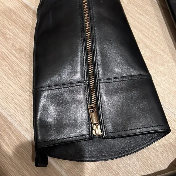 Tory Burch veg leather Black riding boots size 6.5, Stunning Blair Riding Boots