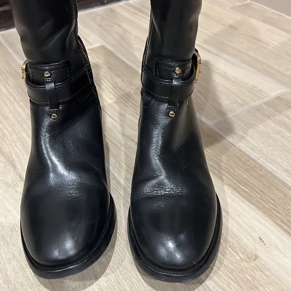 Tory Burch veg leather Black riding boots size 6.5, Stunning Blair Riding Boots