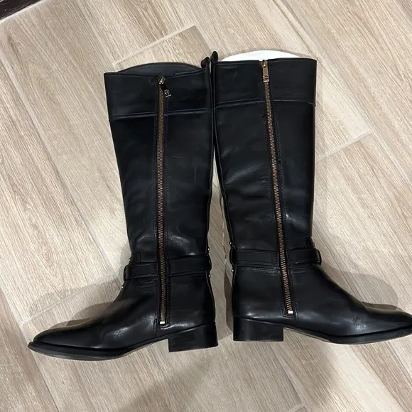 Tory Burch veg leather Black riding boots size 6.5, Stunning Blair Riding Boots