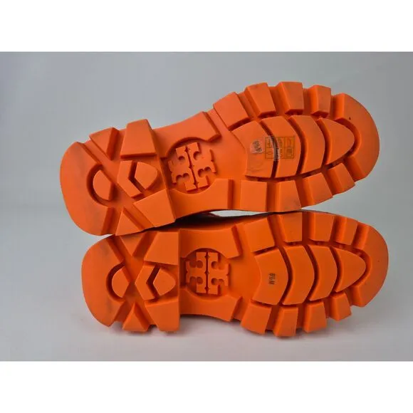 Tory Burch Women's Orange Canvas Suede Camp Sneaker Lace-Up Combat Boot Size 6.5