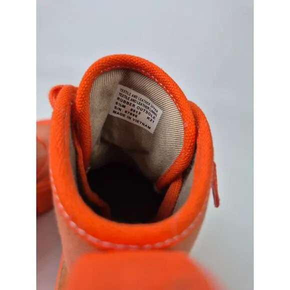 Tory Burch Women's Orange Canvas Suede Camp Sneaker Lace-Up Combat Boot Size 6.5