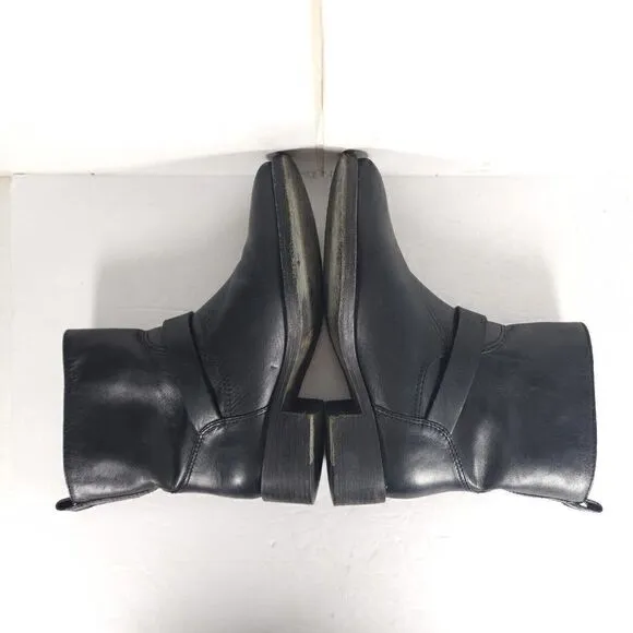 Tory Burch Women’s Bennie US 7M Black Leather Buckled Ankle Biker Riding Boots