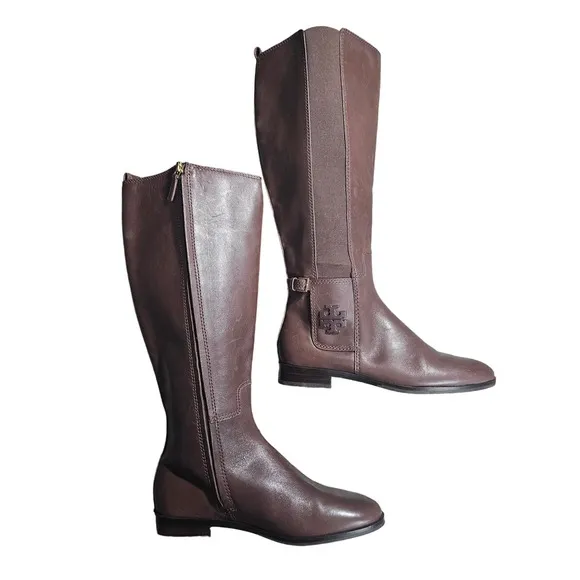 Tory Burch Wyatt 2 Brown Leather Riding Knee-High Boots Wmns Sz 7.5