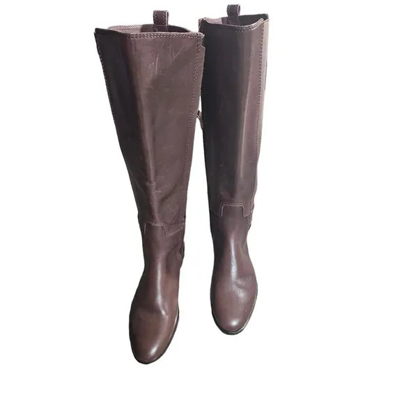 Tory Burch Wyatt 2 Brown Leather Riding Knee-High Boots Wmns Sz 7.5