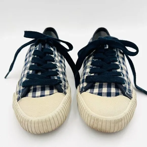 Tory Burch Canvas Printed Blue White Sneakers Size 7.5