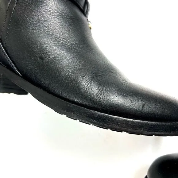 Tory Burch Teresa Black Leather Riding Boots