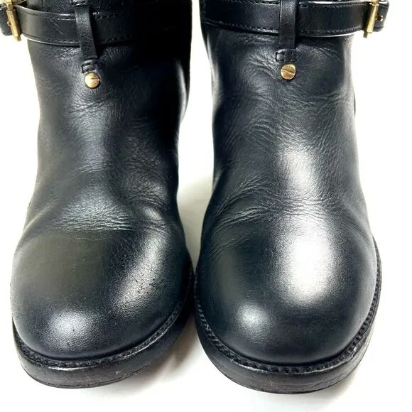 Tory Burch Teresa Black Leather Riding Boots