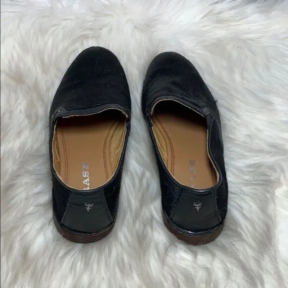 Trask Ali Black Calf Hair Slip On Loafers Sz 6