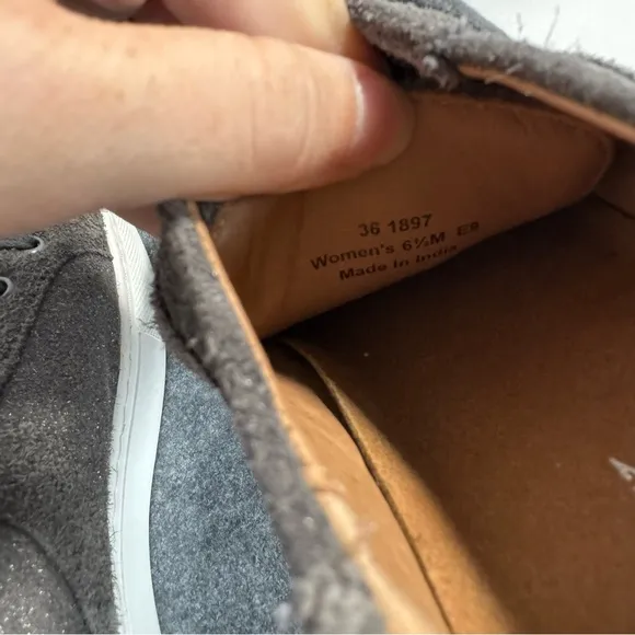 Trask Lindsey Suede Leather Grey Metallic Sneakers Tennis Shoes 36 6.5