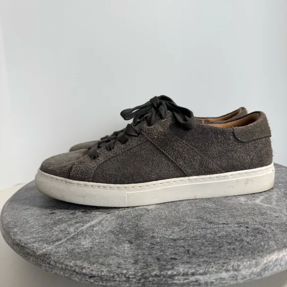 Trask Lindsey Suede Leather Grey Metallic Sneakers Tennis Shoes 36 6.5