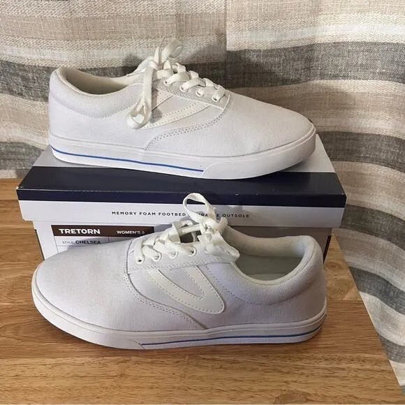 Tretorn Chelsea White Canvas Sneakers Size 9