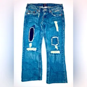True Religion Crop Distressed Jeans