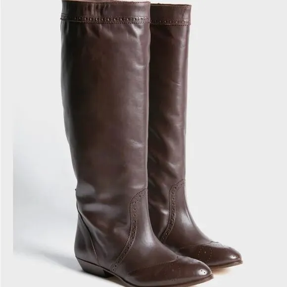 Tuckernuck Brown Middleton Leather Knee High Equestrian Boots Size 6.5 New