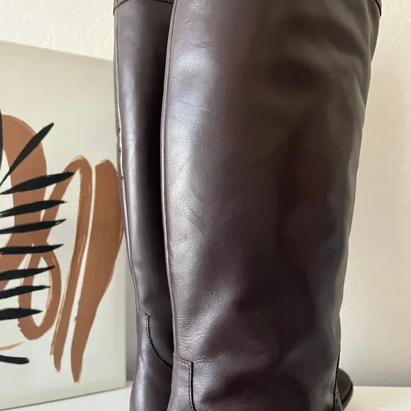 Tuckernuck Brown Middleton Leather Knee High Equestrian Boots Size 6.5 New