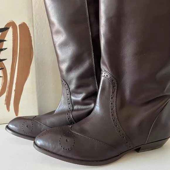 Tuckernuck Brown Middleton Leather Knee High Equestrian Boots Size 6.5 New