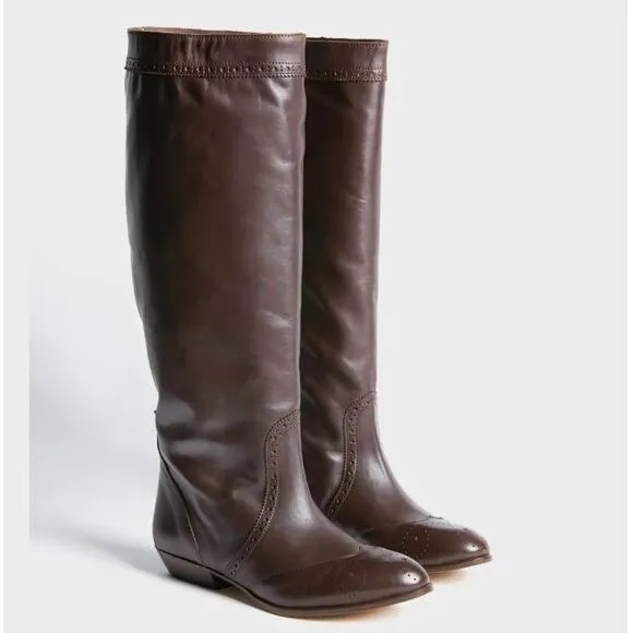 Tuckernuck Brown Middleton Leather Knee High Equestrian Boots Size 6.5 New