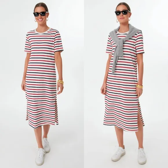 Tuckernuck Pomander Place Americana Stripe Short Sleeve Gio Maxi Dress