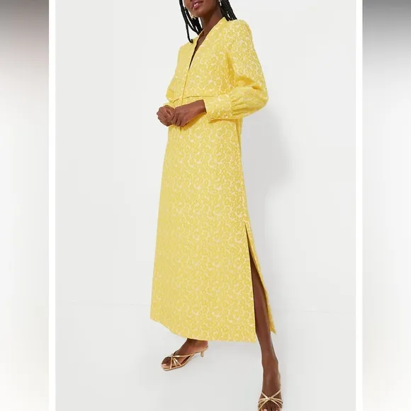 Tuckernuck Yellow Daisy Jacquard Aurelia Dress NEW